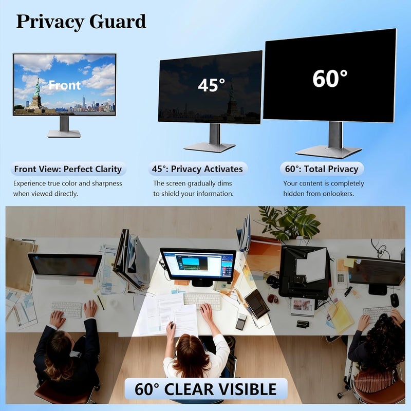 GHY 34 Inch Curved Privacy Screen for Computer Monitor 21:9 Aspect Ratio, Anti Glare Blue Light Blocking Shield, Removable Eye Protector Filter - W x H: 31 1/4" x 13 3/8" (794mm x 340mm) - Image 3